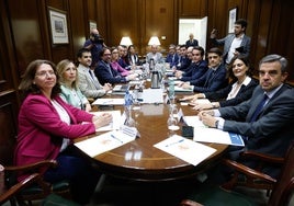 Asistentes a la reunión del pasado jueves con el Ministerio de Transportes.