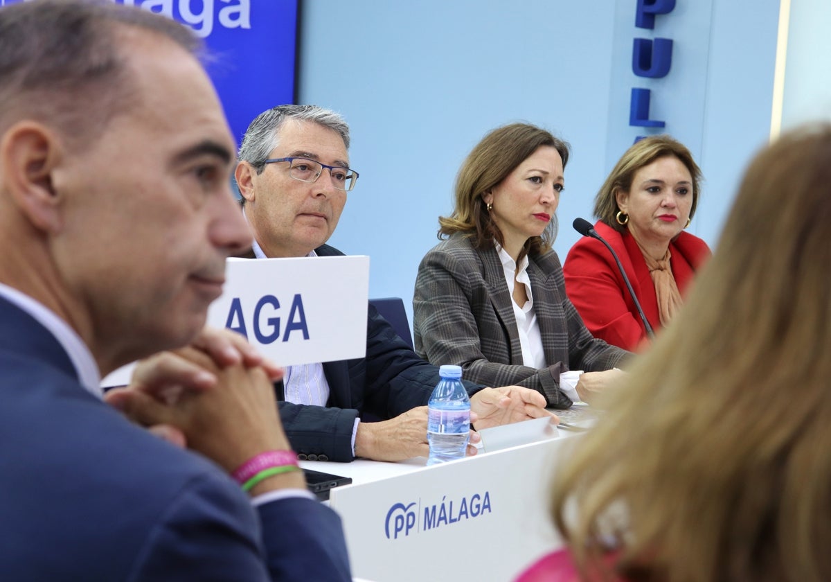 Navarro, este martes, en la reunión con alcaldes y representantes municipales del PP.