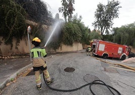 Un llamativo incendio junto al Cementerio Inglés de Málaga moviliza a los bomberos