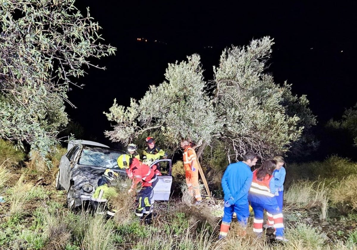 Imagen del vehículo siniestrado esta pasada madrugada en Macharaviaya.