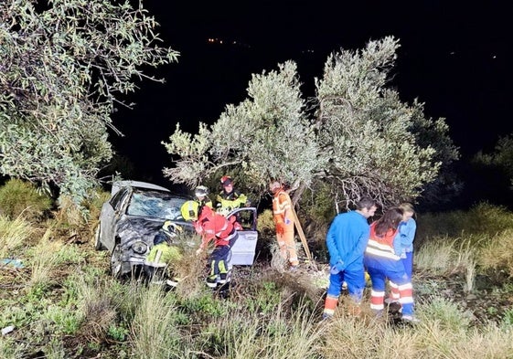 Imagen del vehículo siniestrado esta pasada madrugada en Macharaviaya.