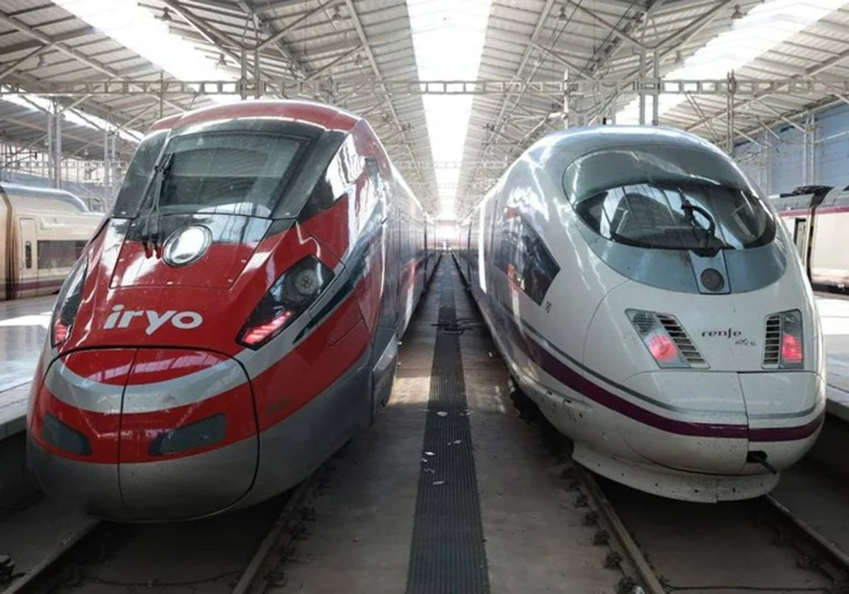 Trenes de alta velocidad de Renfe y de Iryo, en los andenes de la estación María Zambrano de Málaga.