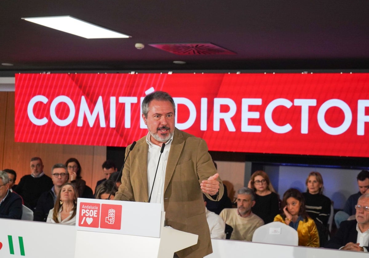 Juan Espadas, durante su intervención ante el Comité Director del PSOE-A.