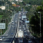 Caravanas en la A-7 en el entorno de Marbella.