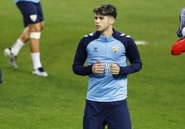 Antoñito Cordero, durante un entrenamiento del Málaga.