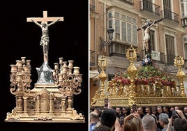 A la izquierda, maqueta del nuevo trono del Cristo del Amor, y a la derecha, el conjunto actual.