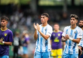 Izan Merino y Antoñito, tras el partido frente al Ferrol.