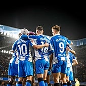 Los jugadores del Deportivo celebran uno de los tantos frente al Castellón.