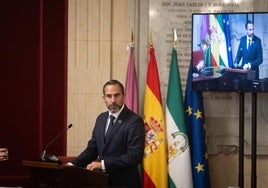 Daniel Pérez, durante su intervención en el debate del estado de la ciudad.