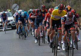 Varios ciclistas durante la cuarta etapa de la Vuelta Andalucía 2023.
