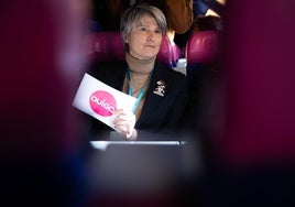 La directora general de Ouigo, Hélène Valenzuela, durante la inauguración de la línea en Málaga.