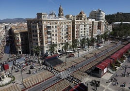 Recorrido oficial de la Semana Santa de Málaga por la plaza de la Marina.