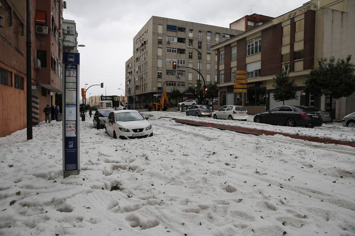 Cinco años de la histórica granizada que pintó de blanco las calles del Centro de Málaga