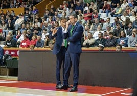 Alberto Miranda e Ibon Navarro, este sábado en Fontajau.