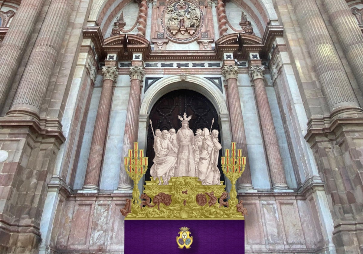 Recreación del nuevo trono del Señor de la Sentencia en el atrio de la Catedral.