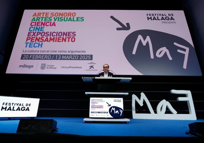 Juan Antonio Vigar, durante la presentación del MaF 2025 en el Albéniz.