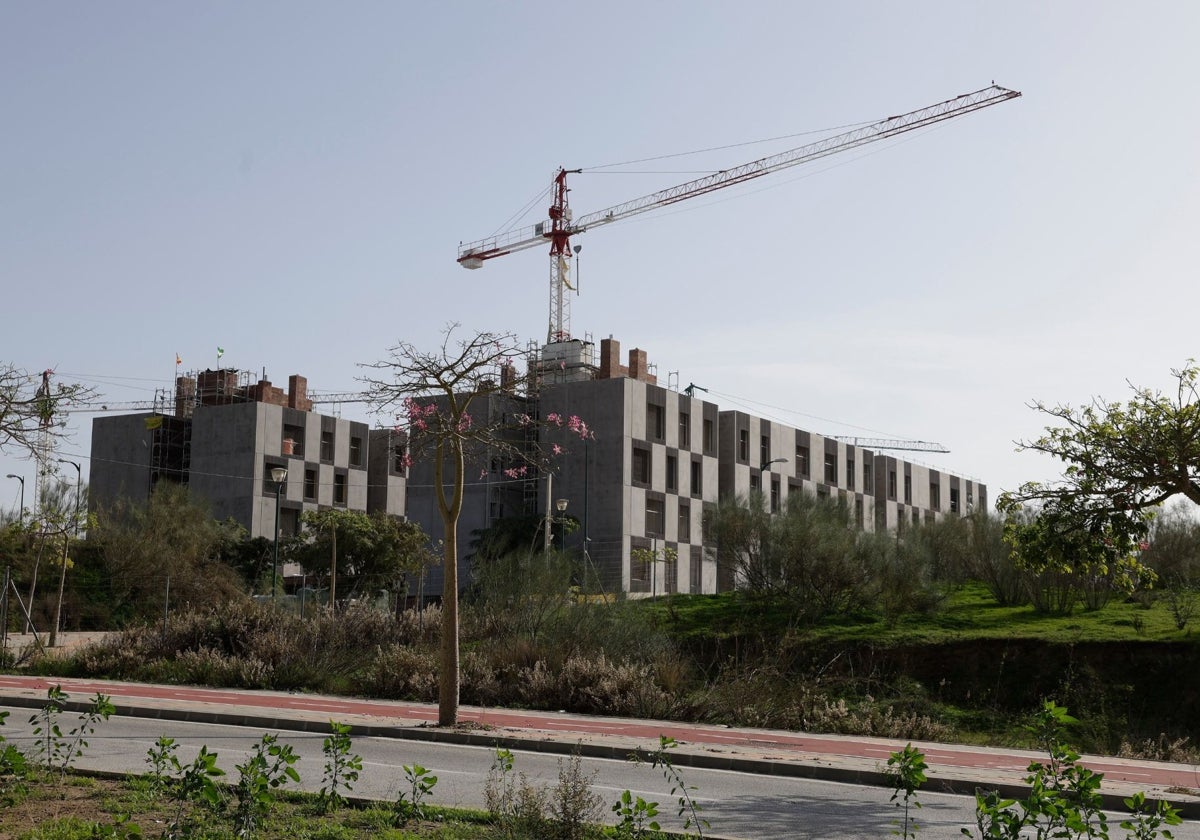 Obras de nuevos pisos de VPO en alquiler al oeste del campus de Teatinos.