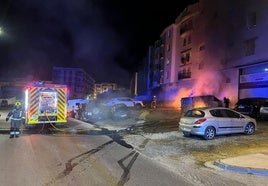 Imagen de las coches en llamas, esta pasada madrugada en Vélez-Málaga.