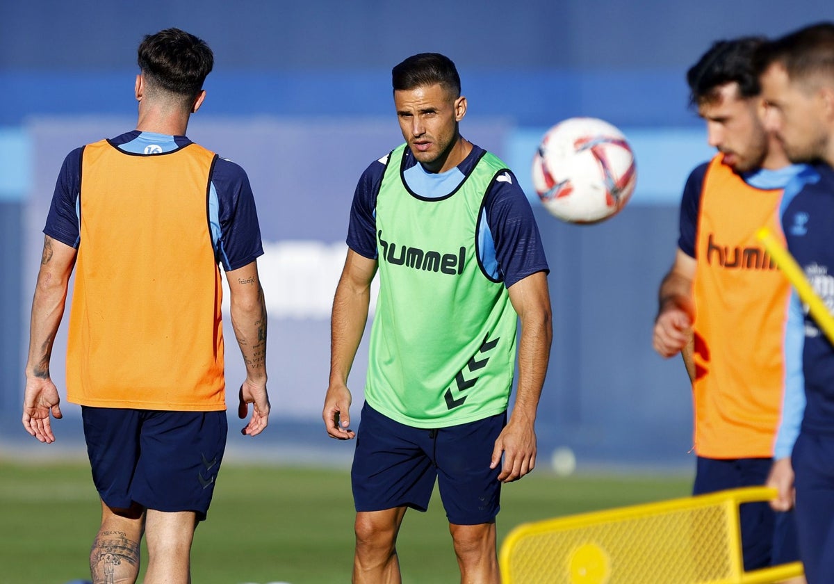 Luismi, en un entrenamiento del Málaga.