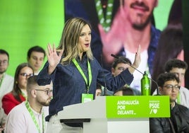 La portavoz del Grupo Parlamentario Socialista, María Márquez, durante la inauguración del XV Congreso del PSOE de Andalucía.