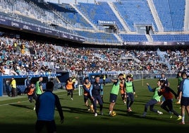 Imagen del anterior entrenamiento a puerta abierta del Málaga, celebrado en enero.