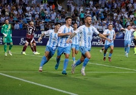 Dioni celebra su gol frente al Albacete, en el partido de la primera vuelta entre ambos equipos.