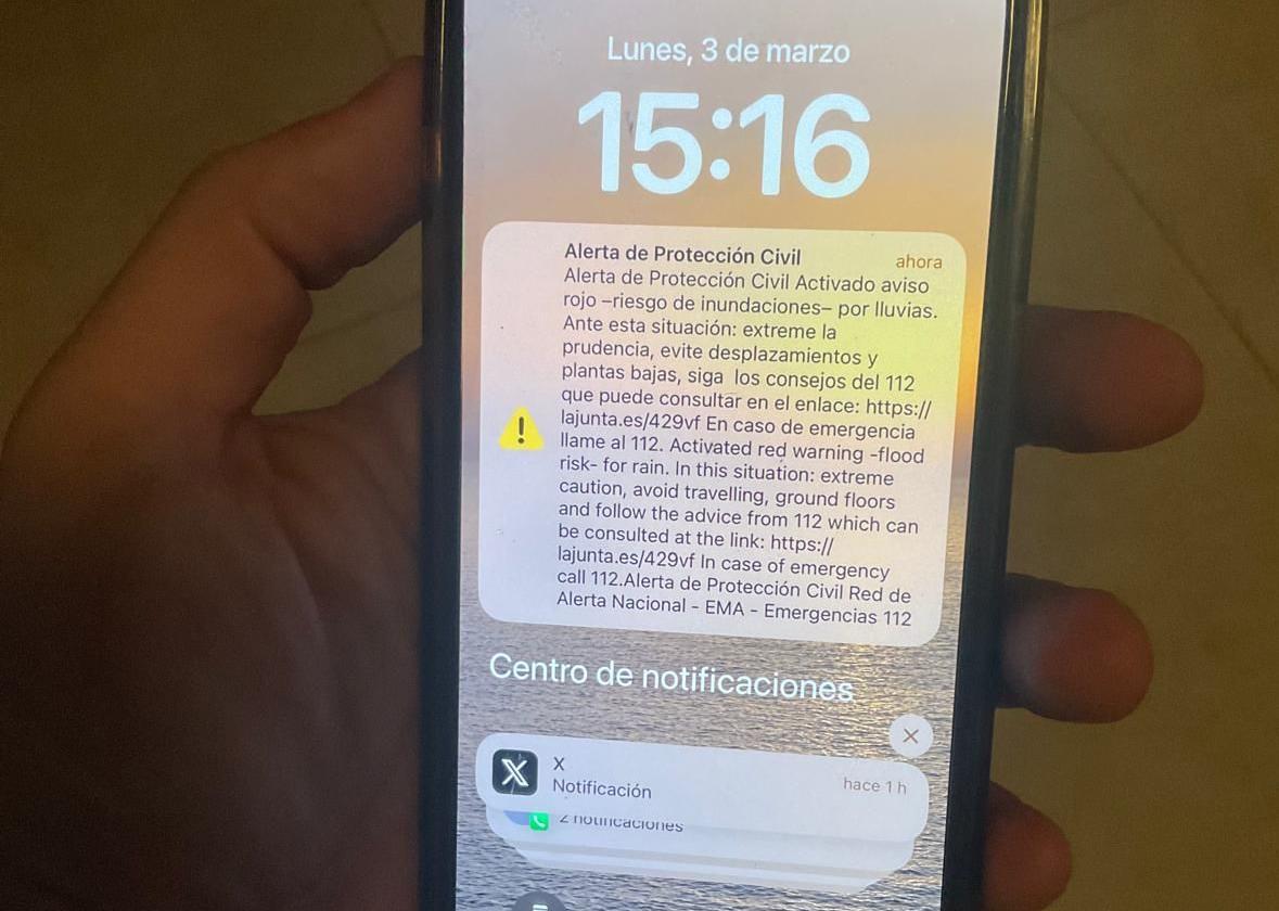 Alerta en los teléfonos móviles de Ronda y su comarca por fuertes lluvias