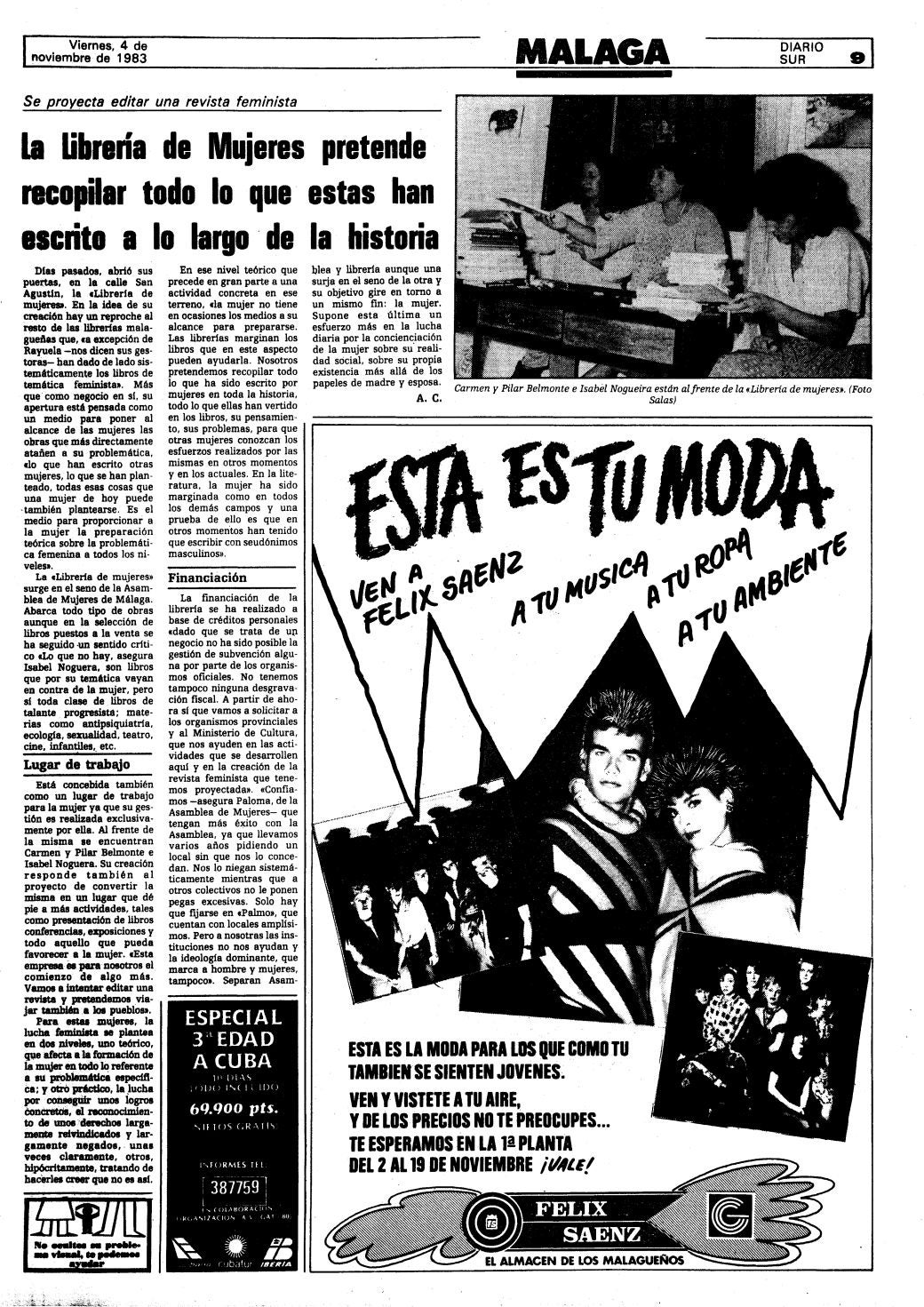 SUR se hizo eco de la apertura de la Librería de Mujeres.