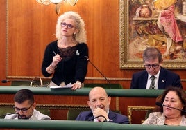 La edil de VOX, María Cruz Terriza, durante una comparecencia en el pleno corporativo.