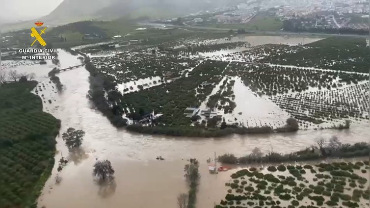 Así está el Guadalhorce tras el paso de la borrasca Laurence