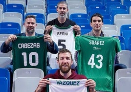 Vázquez, Cabezas, Berni y Suárez, en el Palacio de los Deportes.