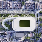 Proyecto de reforma del estadio de La Rosaleda, con pasarelas sobre el cauce del río.