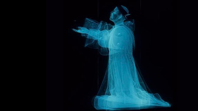 Imagen después - La escultura de San Antonio de Padua (Museo de Málaga) y su radiografía.