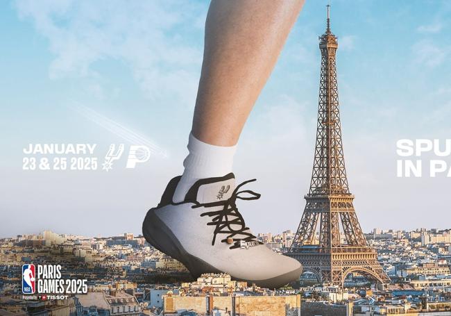 Anuncio de los partidos de Liga regular que los Spurs jugaron en París el pasado mes de enero