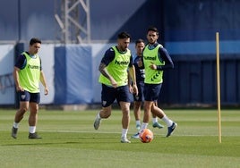 Sangalli, a la izquierda, durante un entrenamiento reciente.