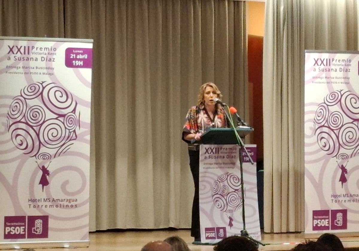 Susana Díaz, durante la entrega del premio.