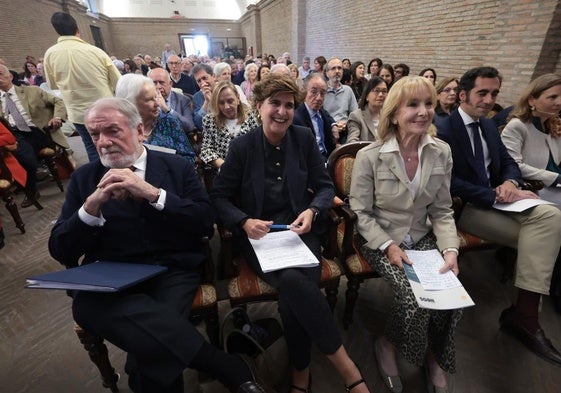 Jaime Mayor Oreja, María San Gil y Esperanza Aguirre, hoy en Málaga.