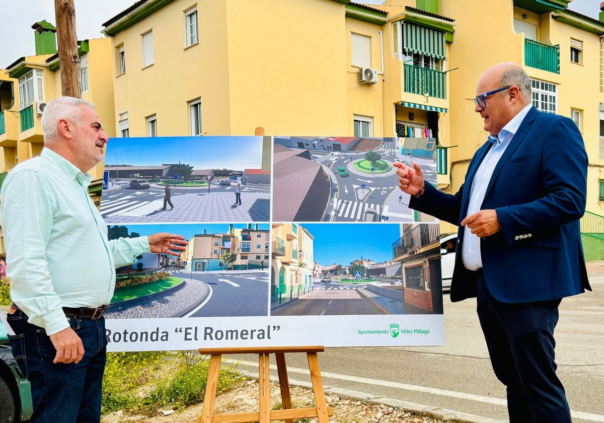 El concejal de Infraestructuras y el alcalde veleño, este viernes en la presentación de la actuación.