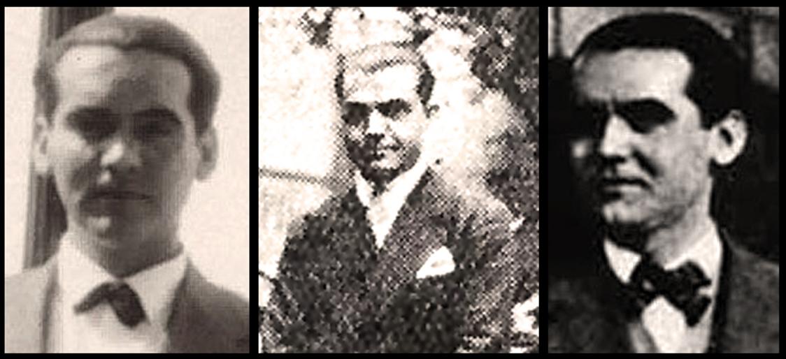 En el centro, detalle ampliado de la imagen comparada de Lorca con otros dos retratos del poeta.