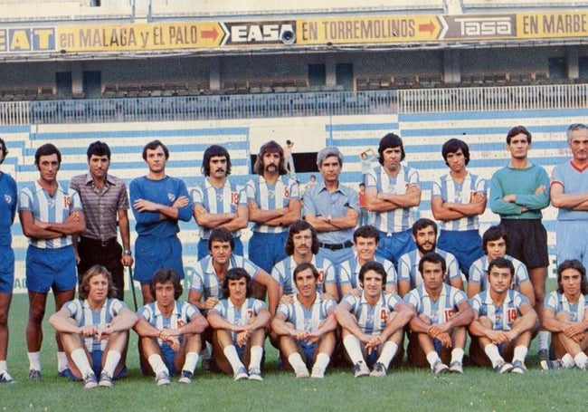 La plantilla del Málaga de la temporada 1976-77.
