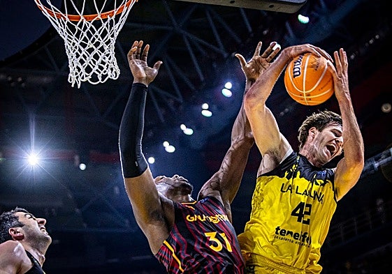 Delgado y Doornekamp pelean por un rebote.