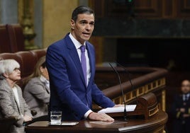 Pedro Sánchez, durante la sesión de control en el Congreso de los Diputados.