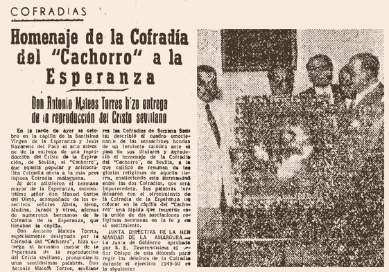 Recorte de prensa de diario SUR de la edición del 28 de junio de 1949.