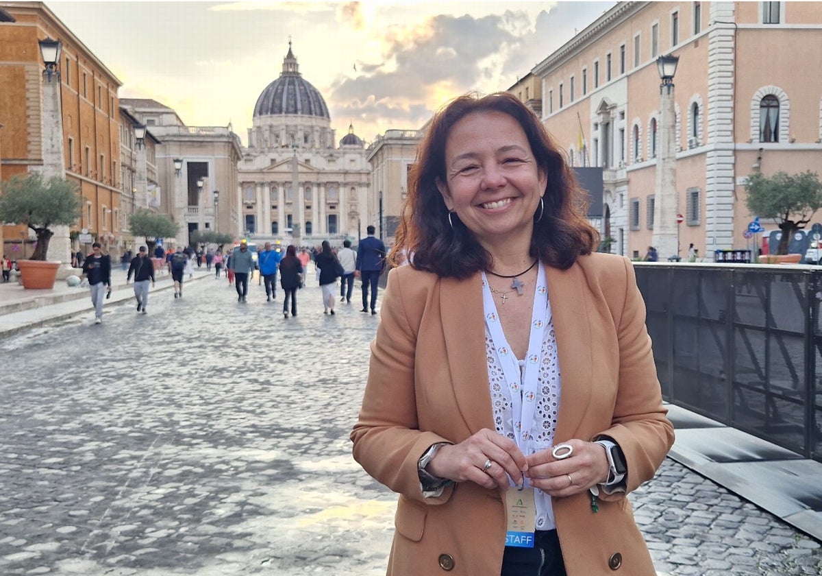 Saborido, en la Via della Conciliazione, con San Pedro al fondo.