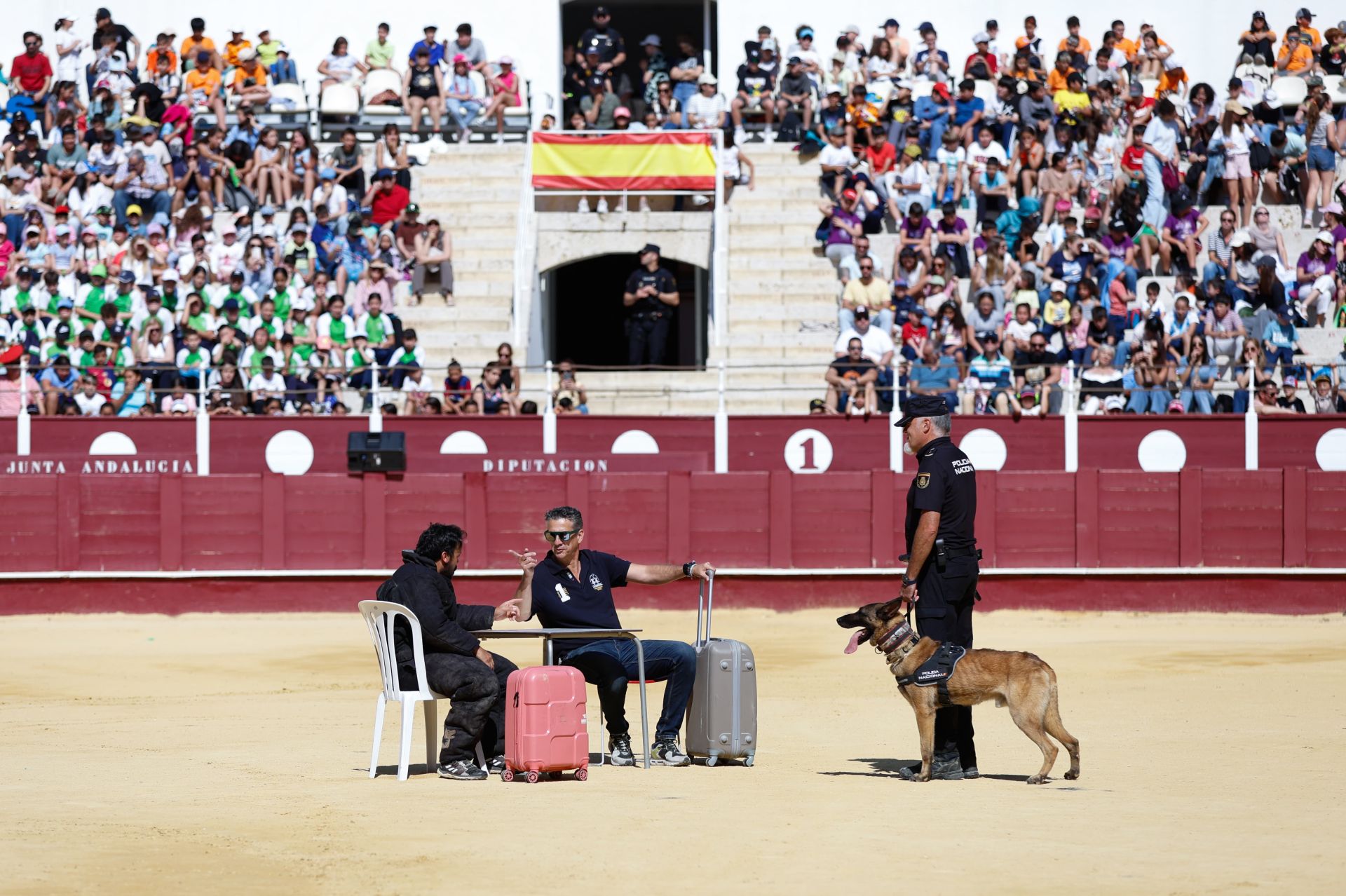 La Policía Nacional celebra una exhibición para dar a conocer su labor a escolares de Málaga