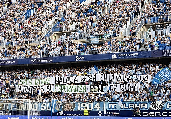 La pancarta que se pudo ver en Fondo Sur.