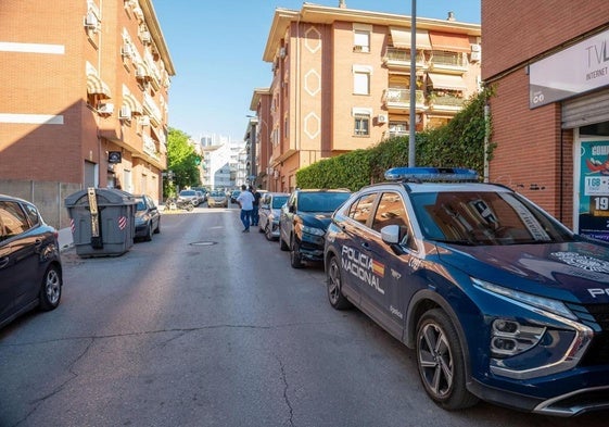 Un coche policial, en la zona en la que se encontró el bebé