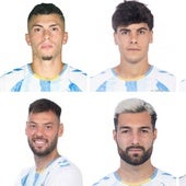 Arriba, de izquierda a derecha: Rahmani, Lobete y Luismi; en la de abajo, Baturina, Álex Pastor y Castel.
