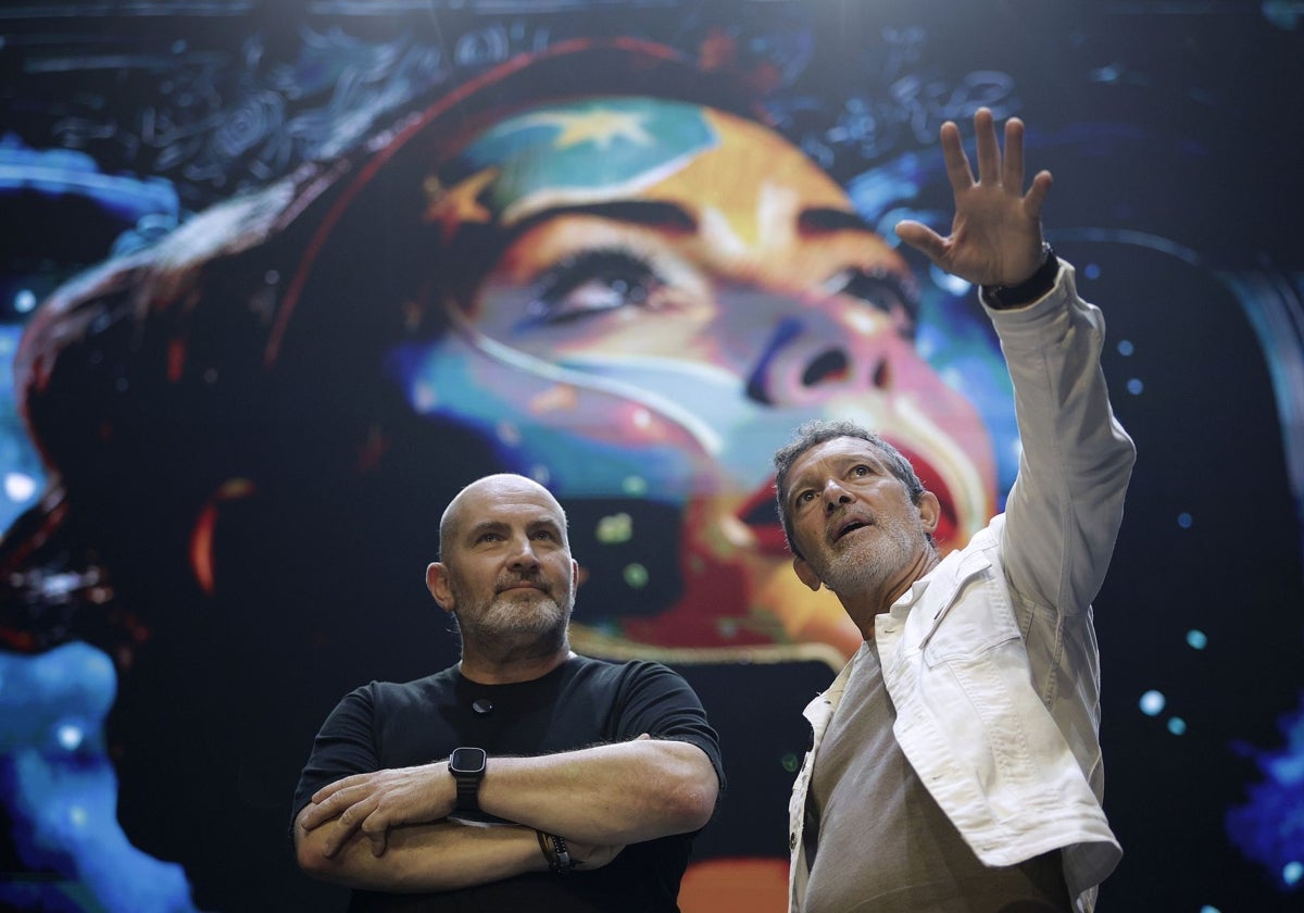 Domingo Merlín y Antonio Banderas, productores de Imagine, en Sohrlin.