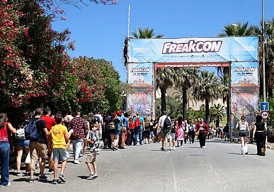 Colas de acceso al recinto del FreakCon, en el Palacio de Congresos de Torremolinos.